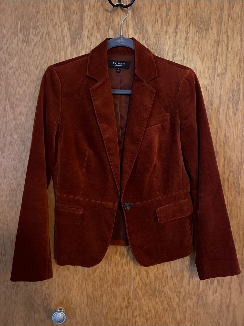 Talbots Women's Velvet Blazer - Rust Brown